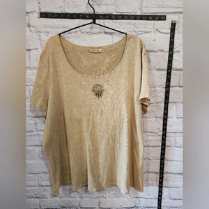 Xeit USA tan shirt with washed appeal and simple design Size 2x